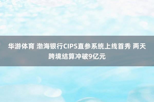 华游体育 渤海银行CIPS直参系统上线首秀 两天跨境结算冲破9亿元