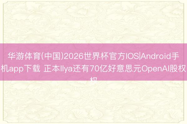 华游体育(中国)2026世界杯官方IOS|Android手机app下载 正本Ilya还有70亿好意思元OpenAI股权