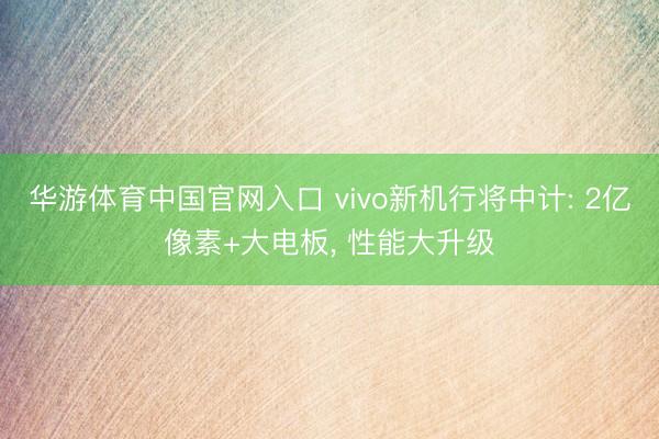 华游体育中国官网入口 vivo新机行将中计: 2亿像素+大电板, 性能大升级