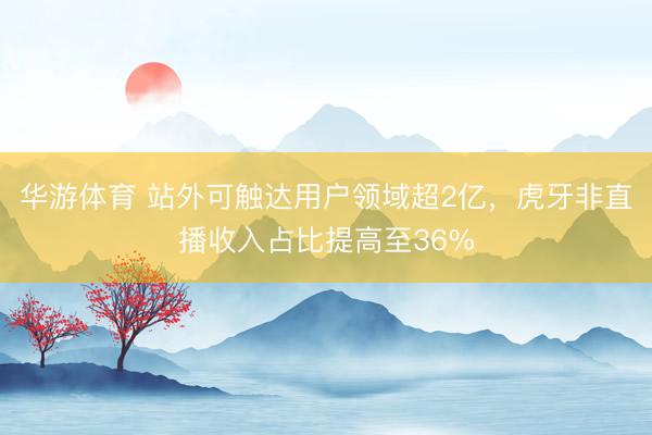 华游体育 站外可触达用户领域超2亿，虎牙非直播收入占比提高至36%